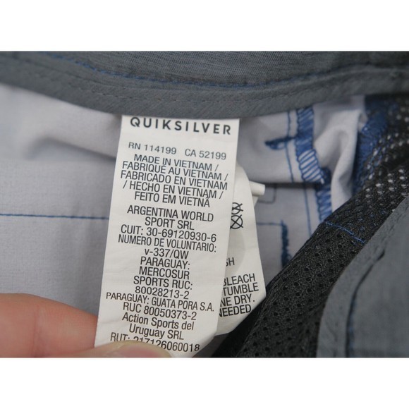 Quiksilver Dry Flight Men's Water Repellent Blue Striped Shorts Size See Measure - Picture 10 of 11